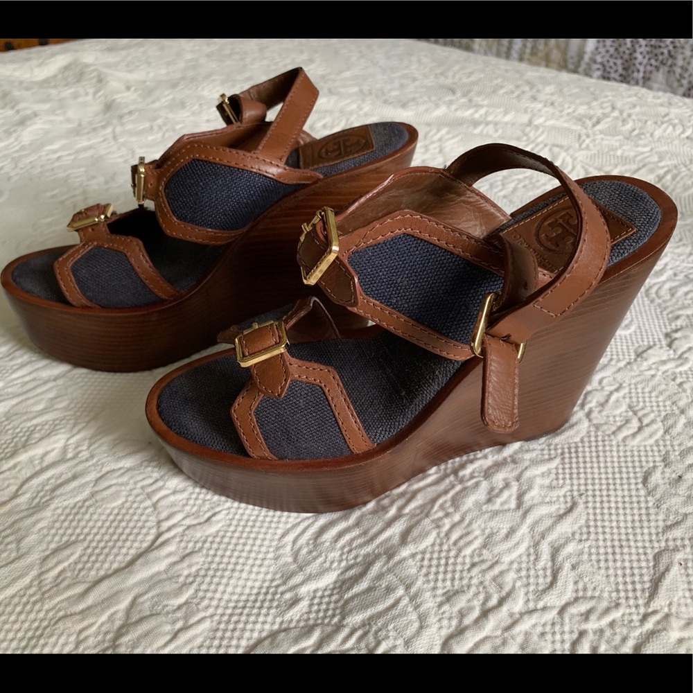 Tory Burch platform denim sandals